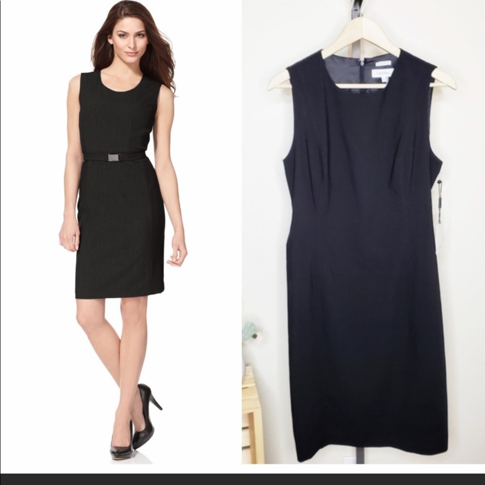 Calvin Klein Black Sleeveless Sheath Dress Size 6